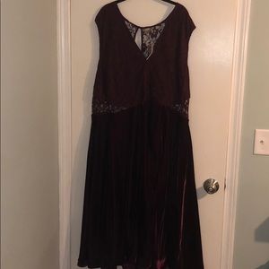 Burgundy lace and velvet dress